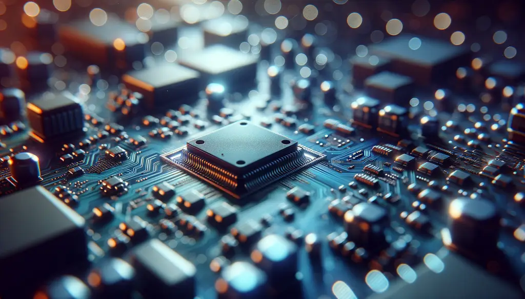 Circuit board macro photography representing vector database hardware infrastructure for AI embeddings