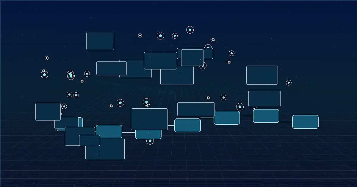 Abstract technical architecture visual for RAG System Development for Enterprise Knowledge.