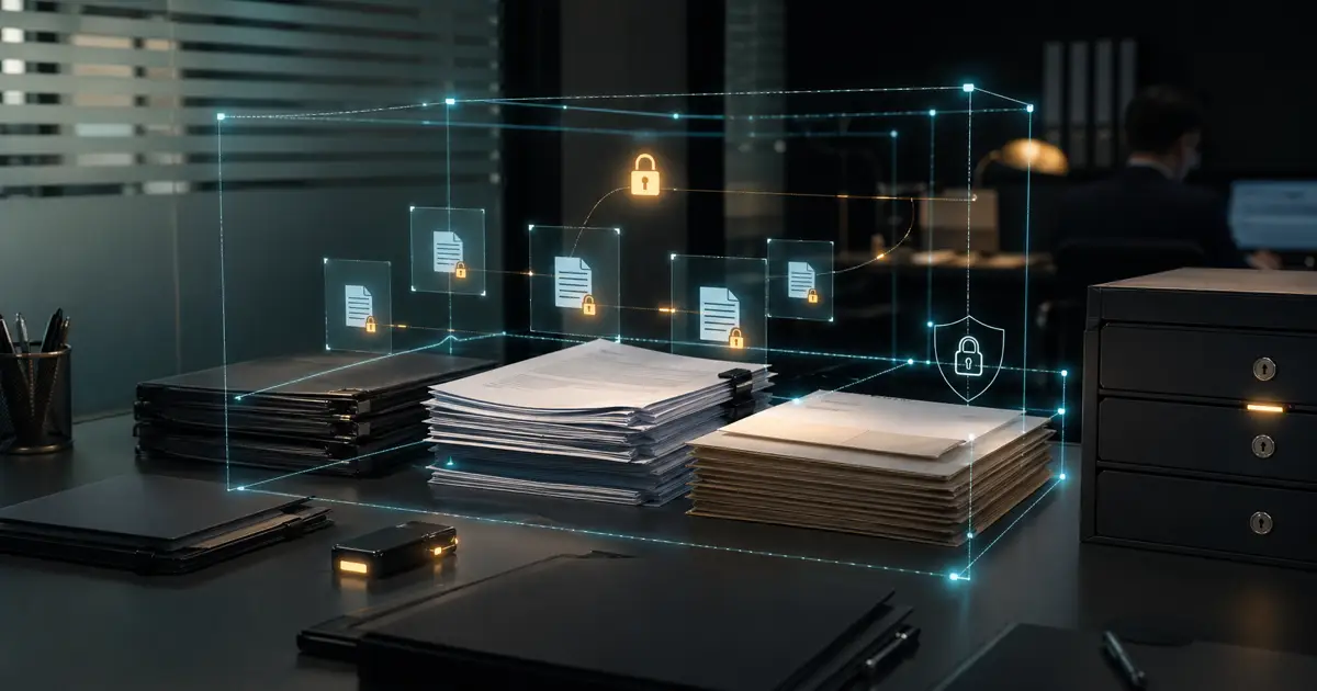 Secure enterprise AI workspace with sensitive-data controls and document protection layers.
