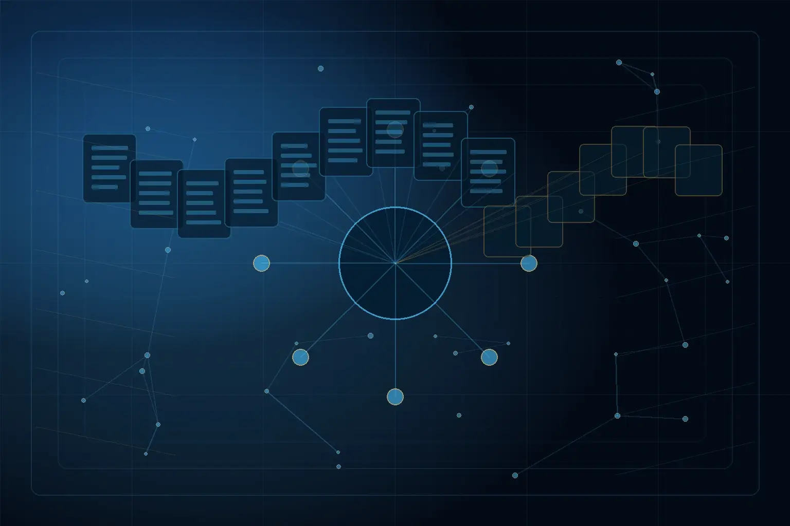 Abstract Sprinklenet AI architecture visual for How to Build AI Chatbots That Actually Work: A RAG Architecture Guide.