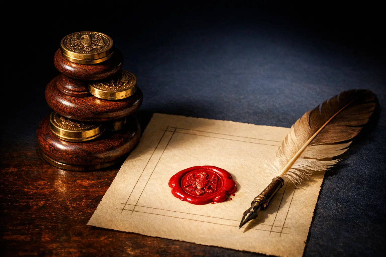 Editorial concept image: governance frameworks, dark teal palette, no text or people.