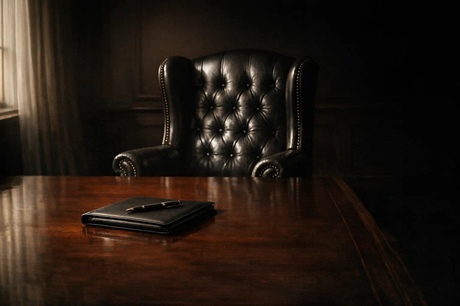 Editorial concept image: part-time strategic role, dark teal palette, no text or people.