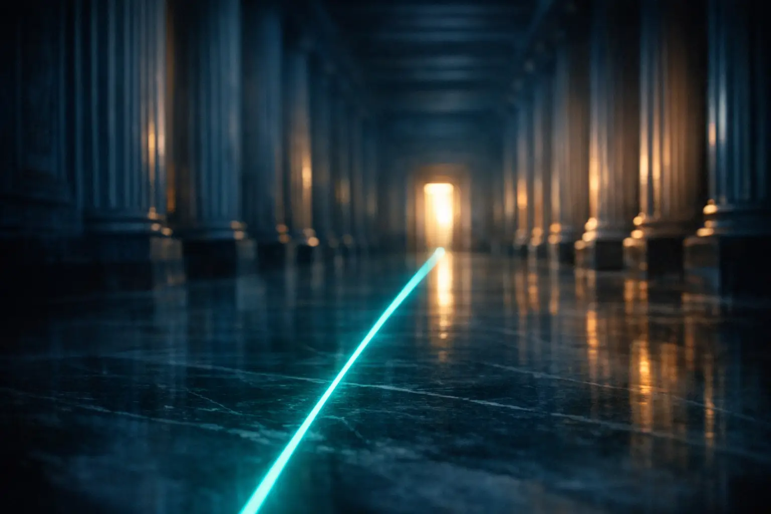 Editorial concept image: implementation path, dark teal palette, no text or people.