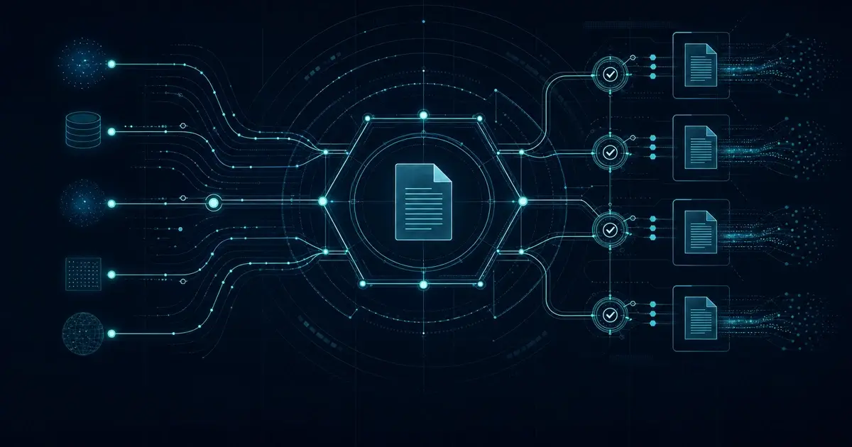 Abstract compliance monitoring control map with regulatory signals, audit paths, and teal review checkpoints on a dark technical grid.