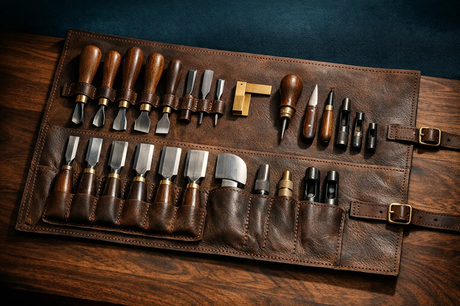 Editorial concept image: craftsmanship build, dark teal palette, no text or people.