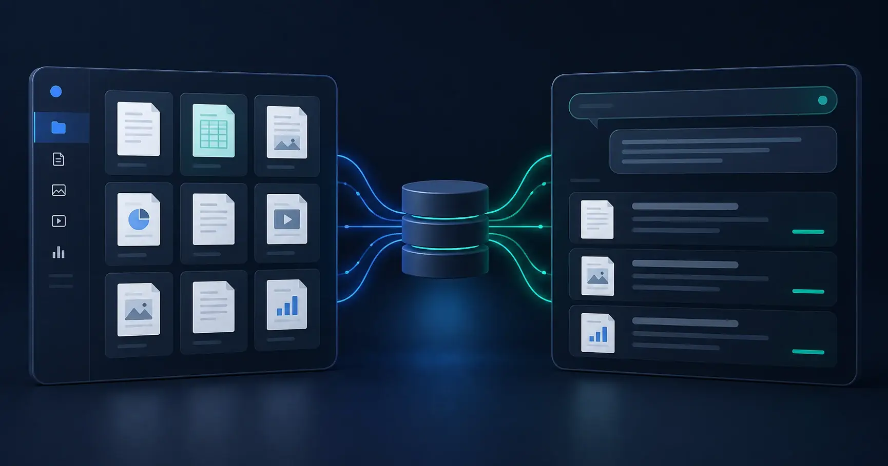 A source library and retrieval interface share an access layer.